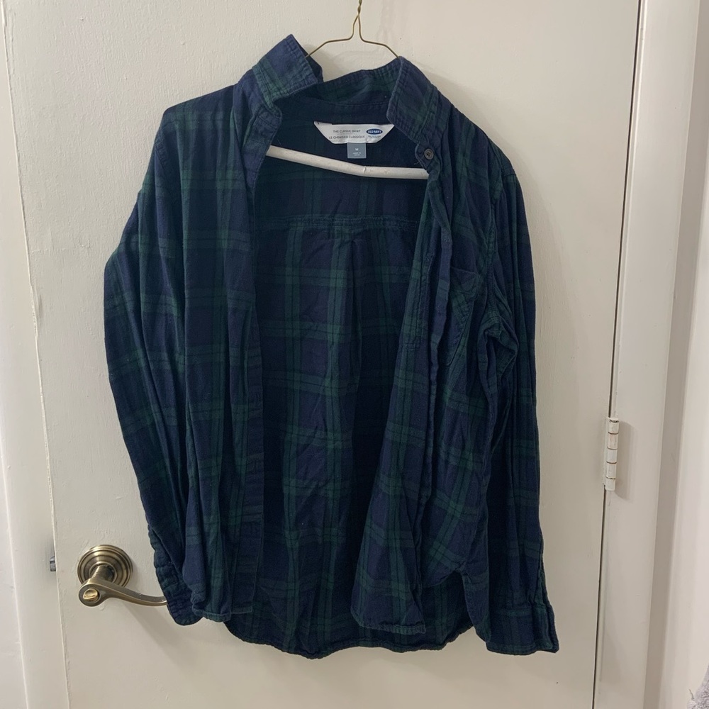Old Navy Green/Navy Classic Shirt Flannel